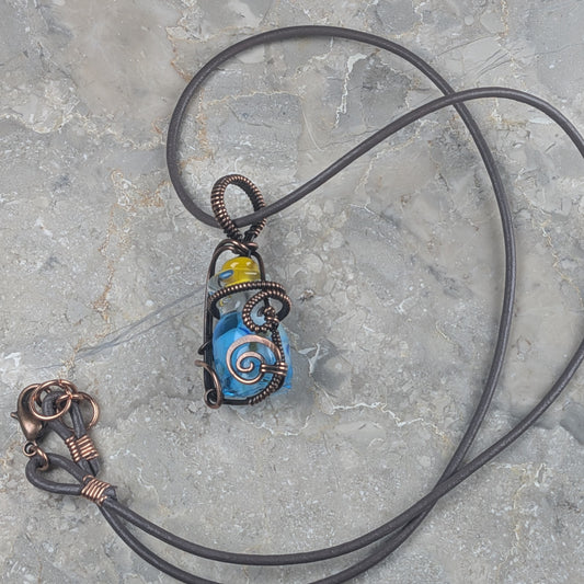 Lampwork Mana Potion Pendant on Leather