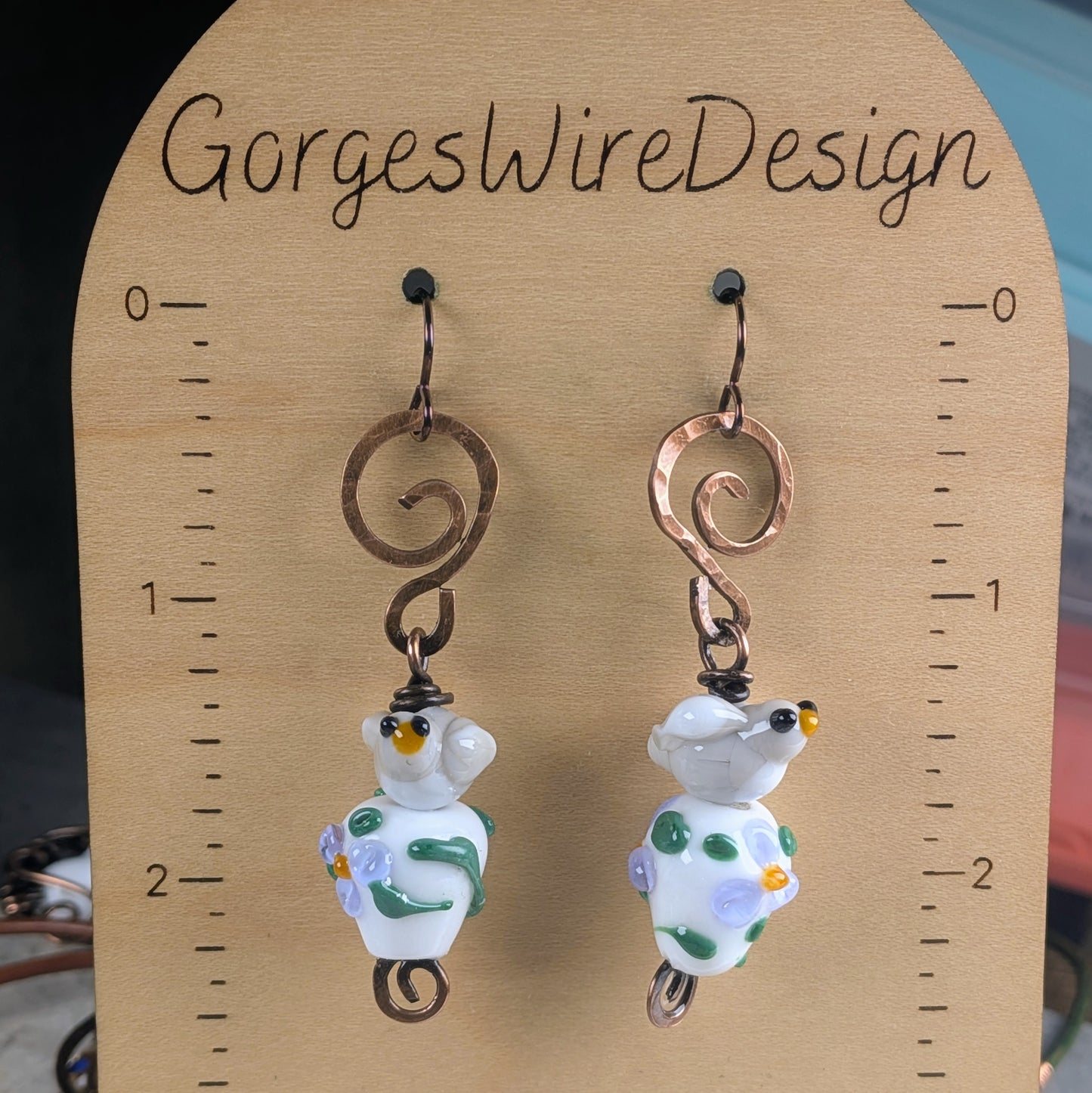 White Dove on Spring Flower Earrings