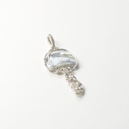 White Mushroom Pendant in Silver