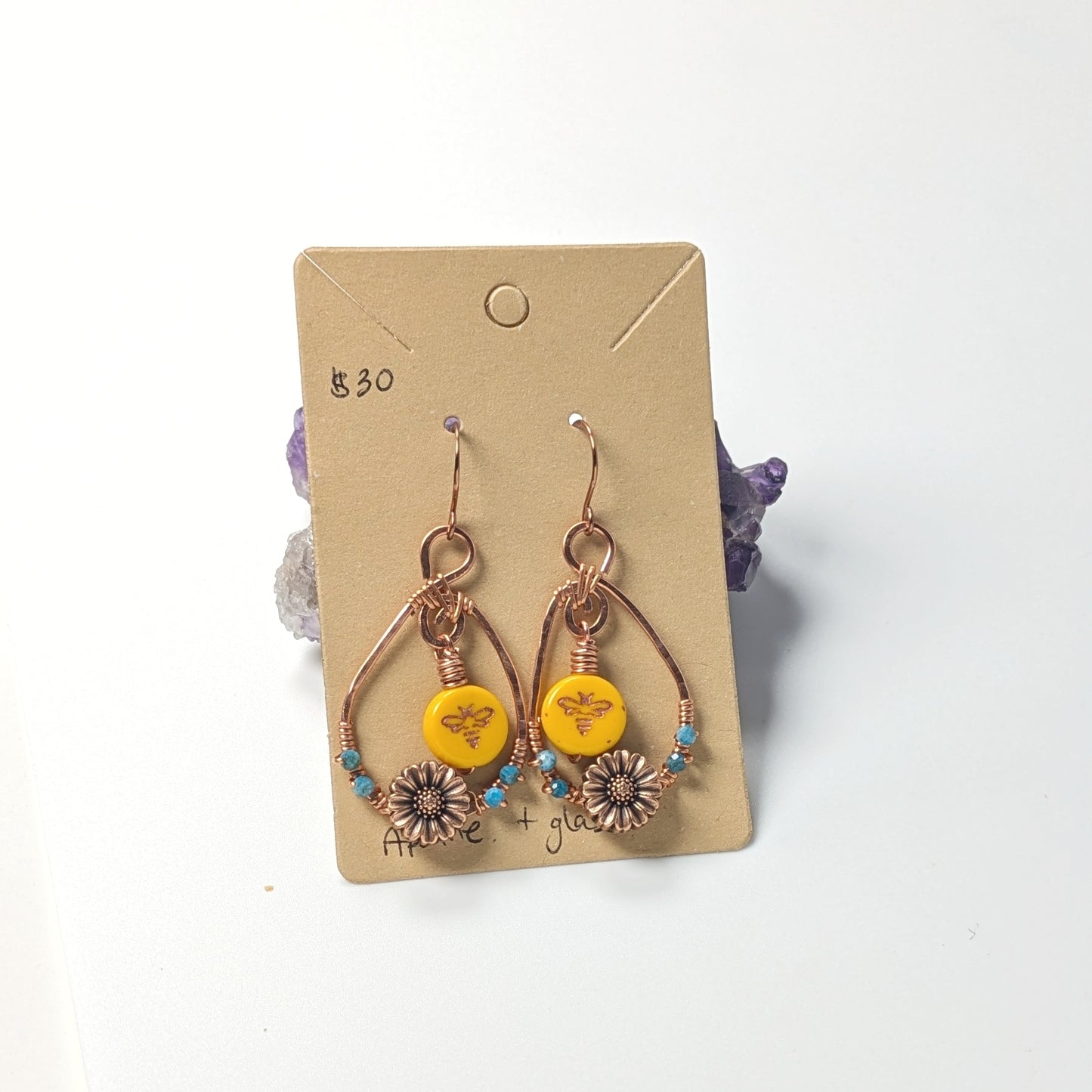 Copper Bee Earrings