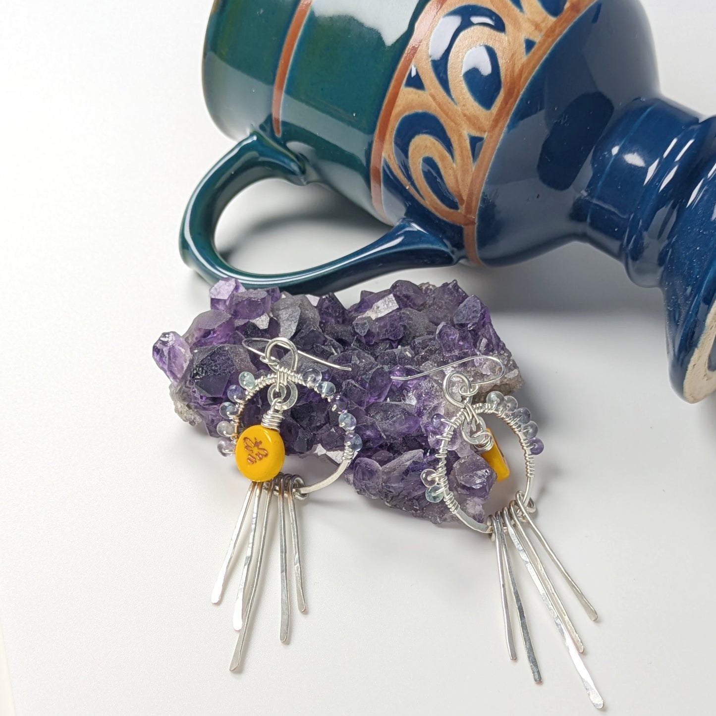 Bumble Bee and Fluorite Paddle Earrings