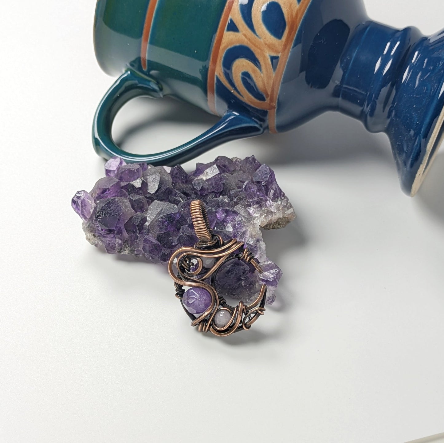 Purple Amethyst Moon Pendant
