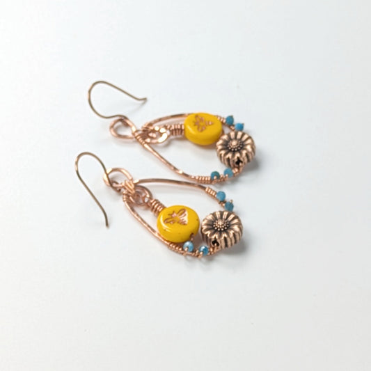 Copper Bee Earrings
