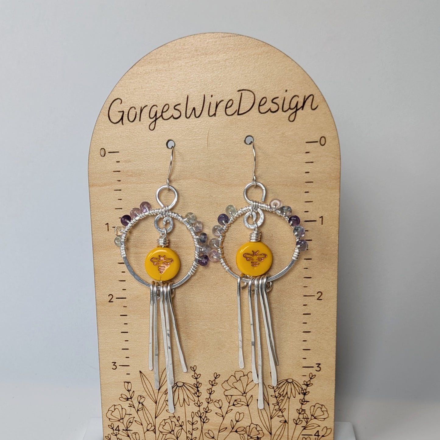 Bumble Bee and Fluorite Paddle Earrings