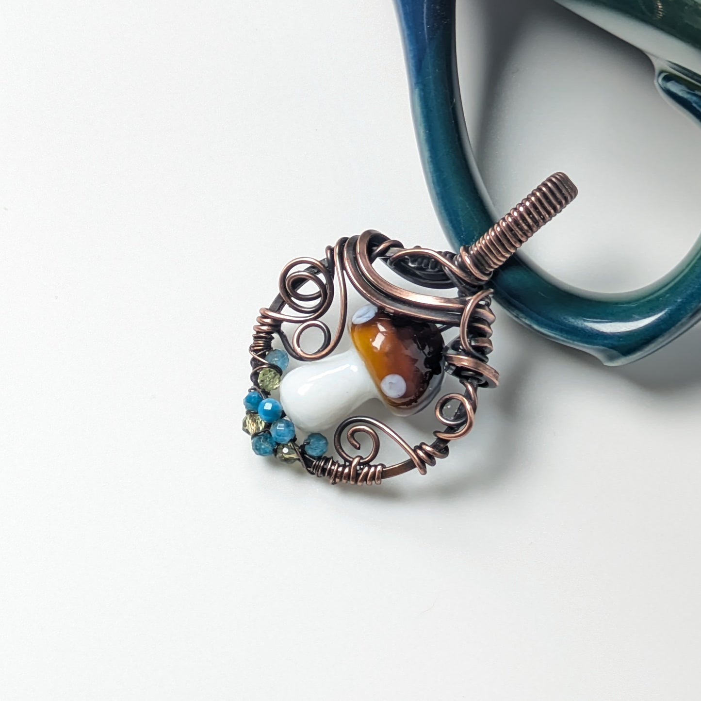 Blue and Green Mushroom Pendant