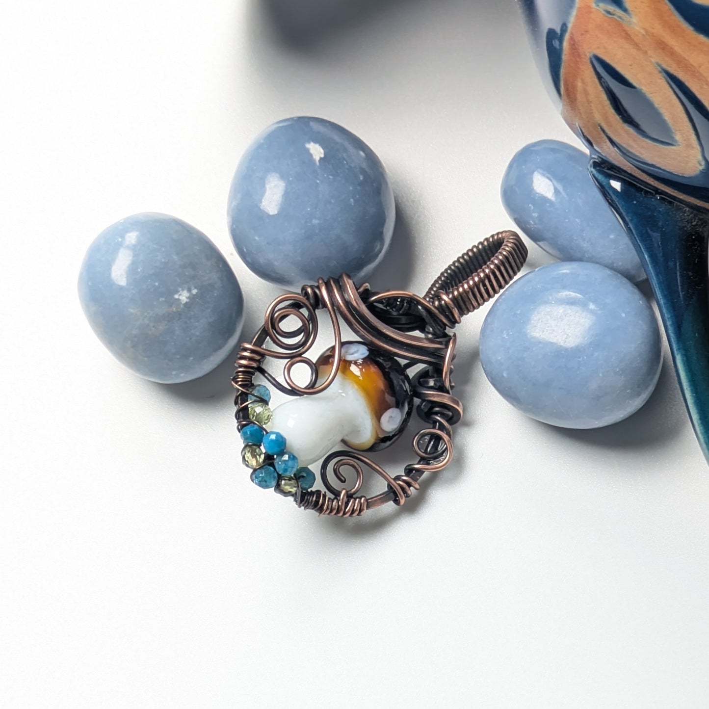 Blue and Green Mushroom Pendant