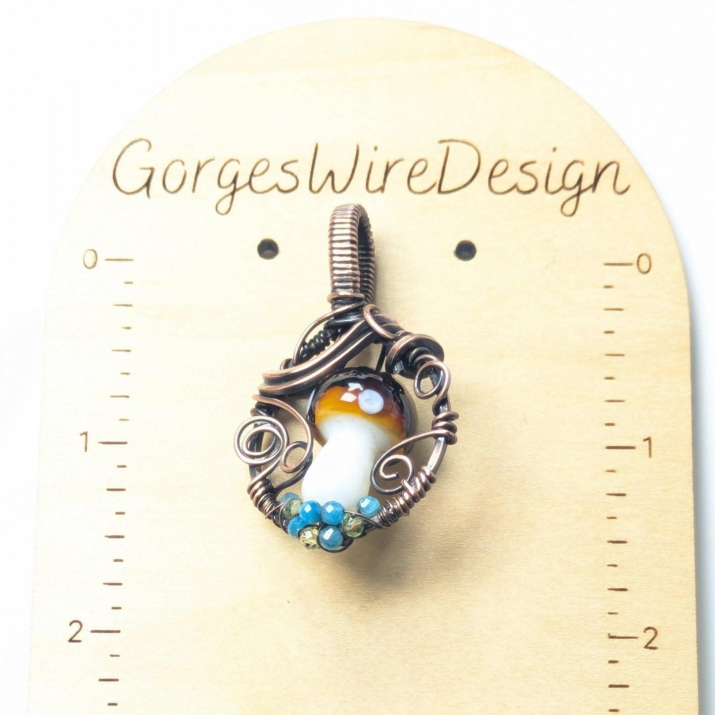 Blue and Green Mushroom Pendant