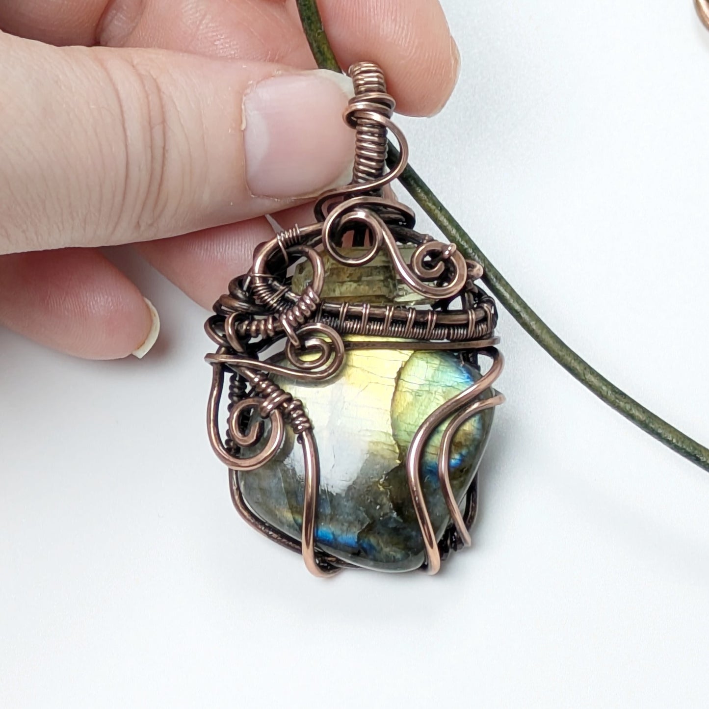 Flashy Labradorite and Golden Apatite Necklace