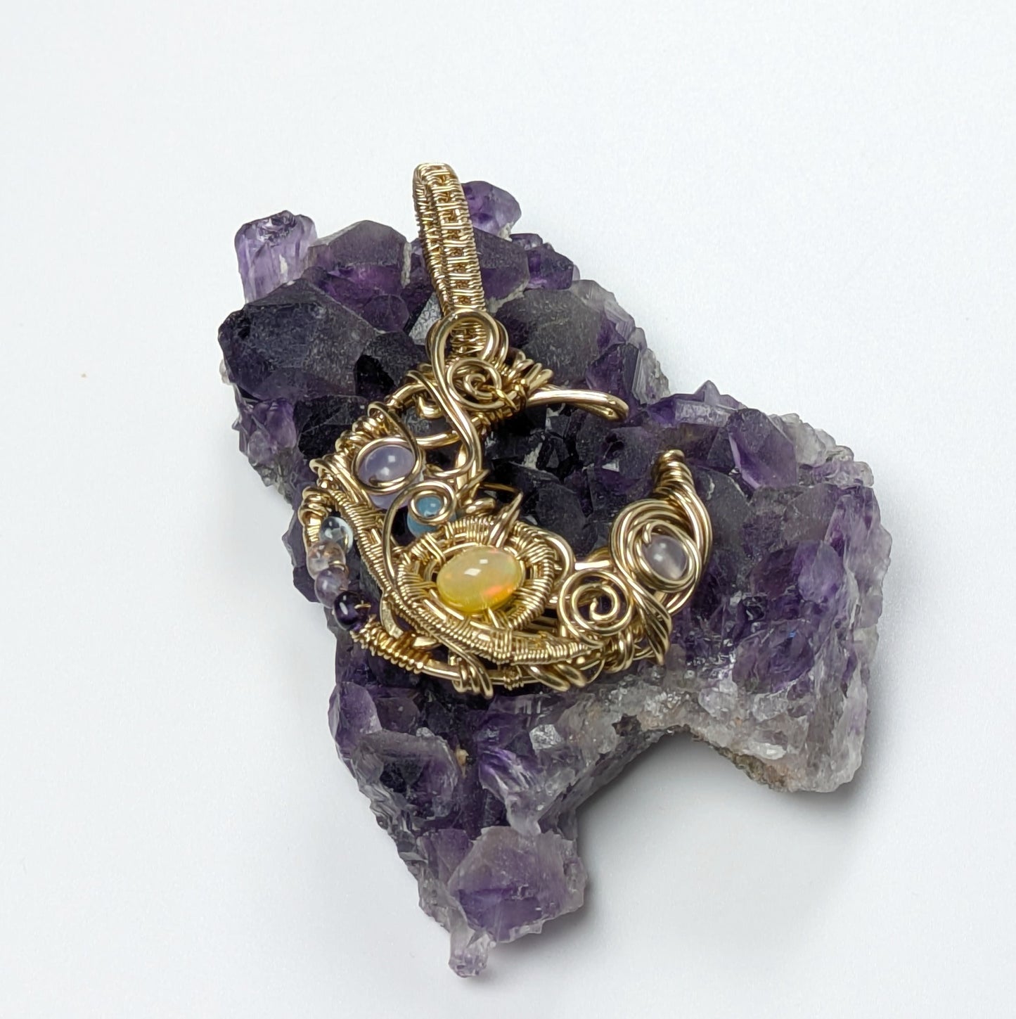 Fairy Purple and Gold Moon Pendant