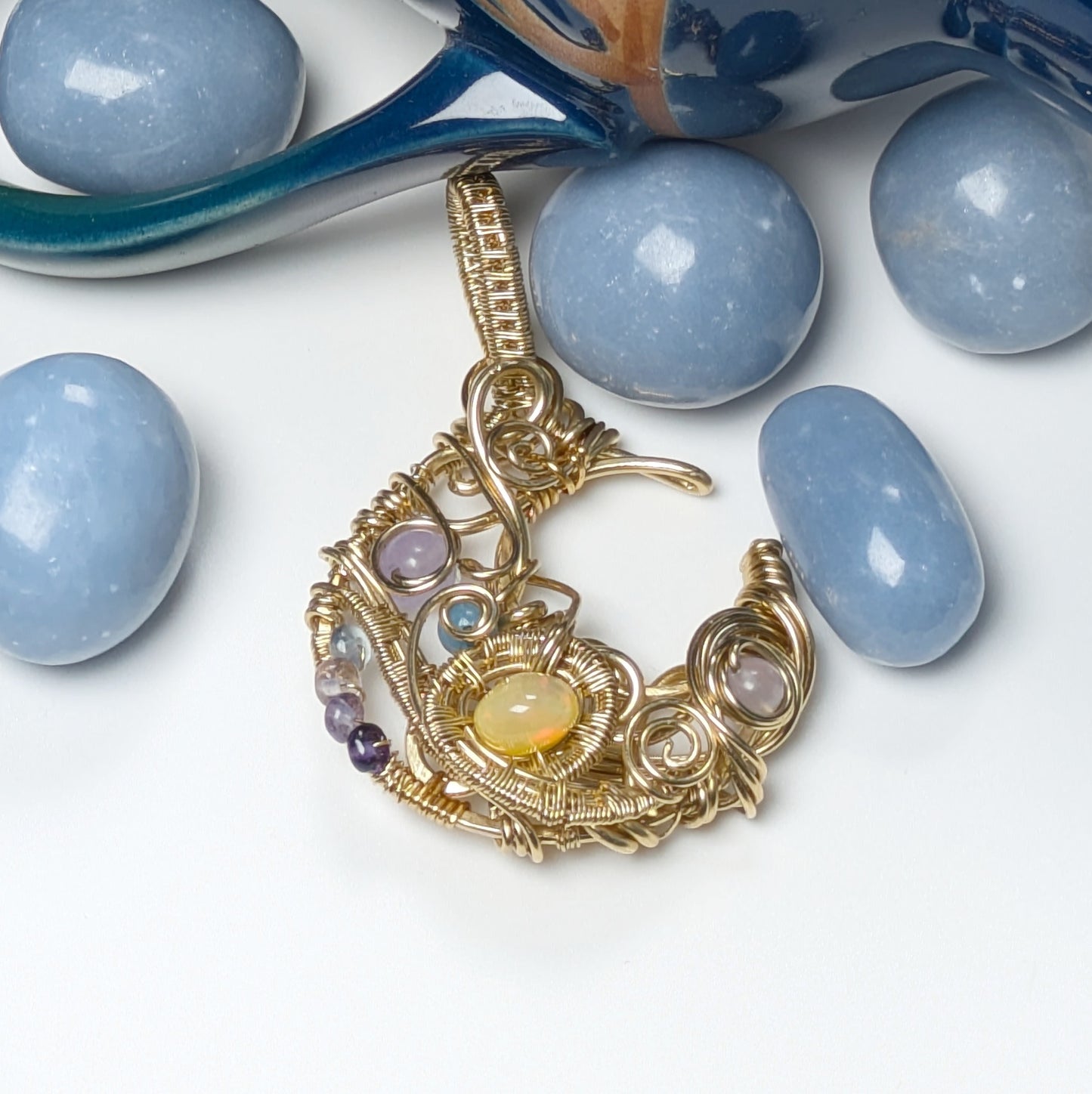 Fairy Purple and Gold Moon Pendant