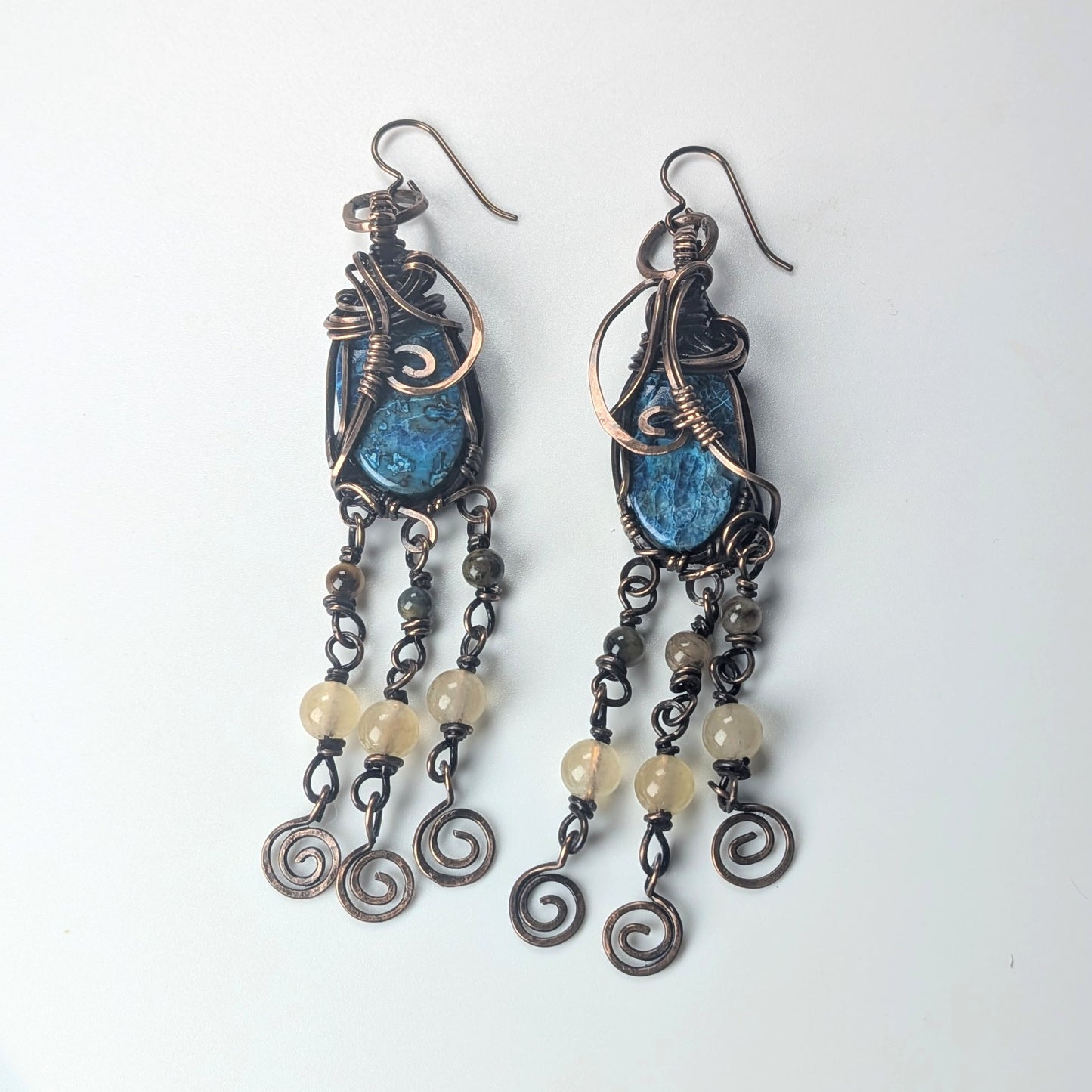 Boho Shattuckite Dangle Earrings