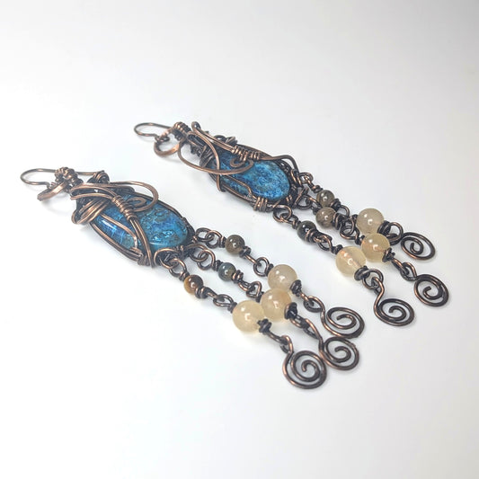 Boho Shattuckite Dangle Earrings