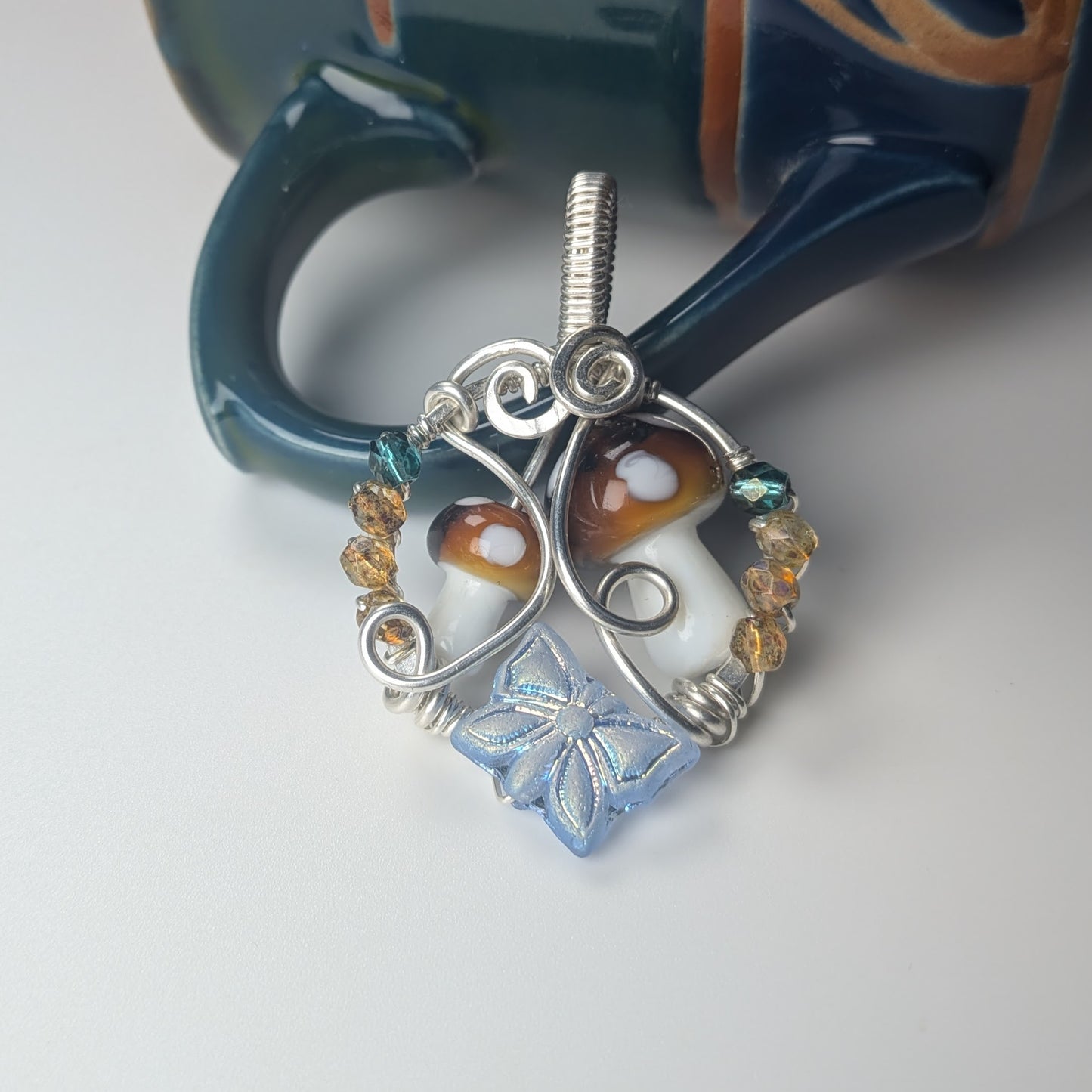 Silver Double Mushroom Pendant