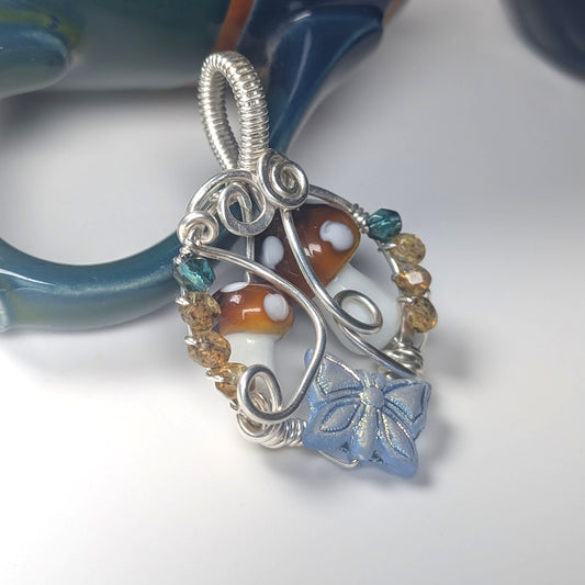 Silver Double Mushroom Pendant