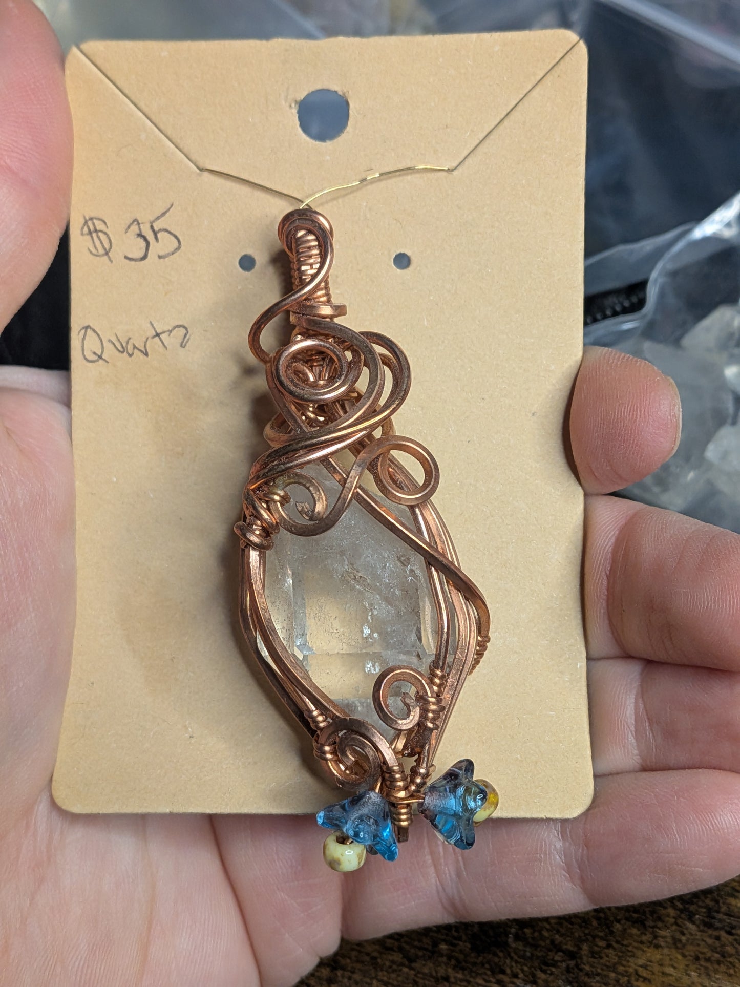 *Clearance* Quartz Pendant in Copper