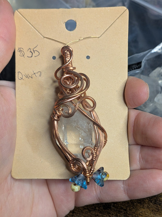 *Clearance* Quartz Pendant in Copper