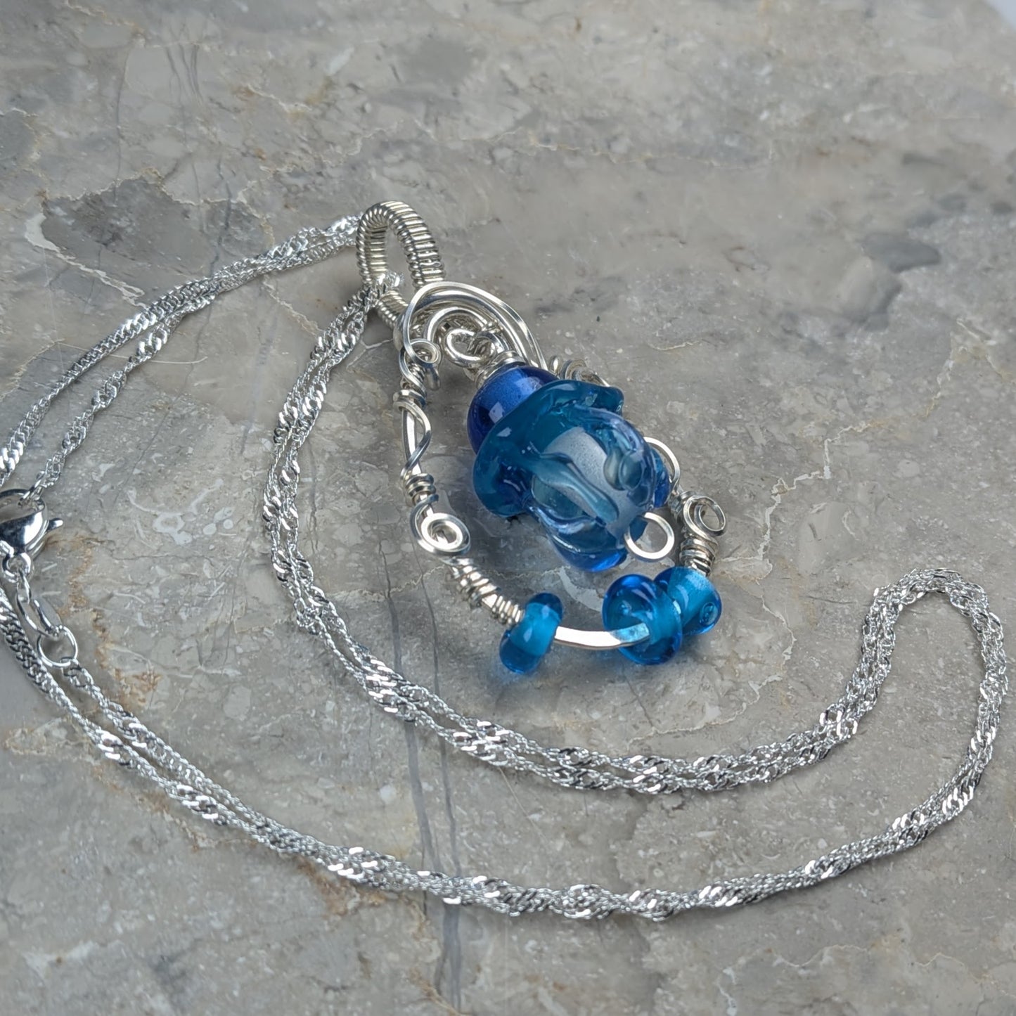 Blue Jellyfish Necklace