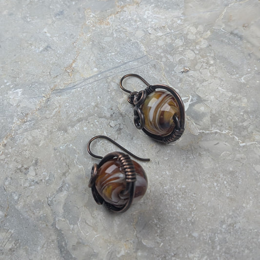 Short Lampwork Bead Earrings
