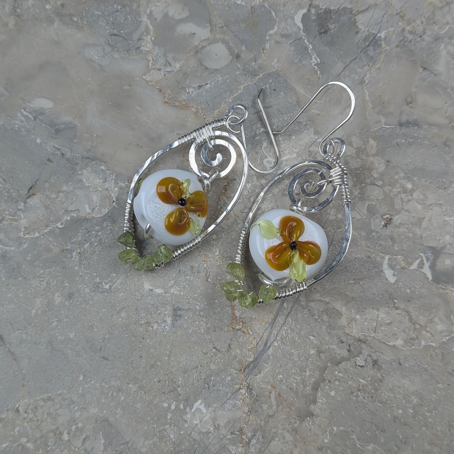 Orange Wildflower Earrings