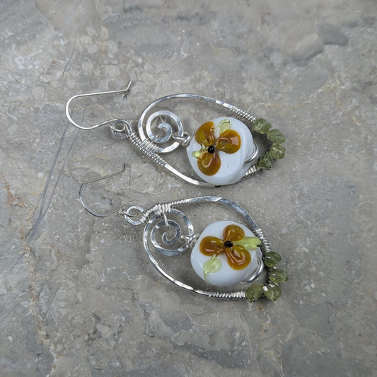 Orange Wildflower Earrings