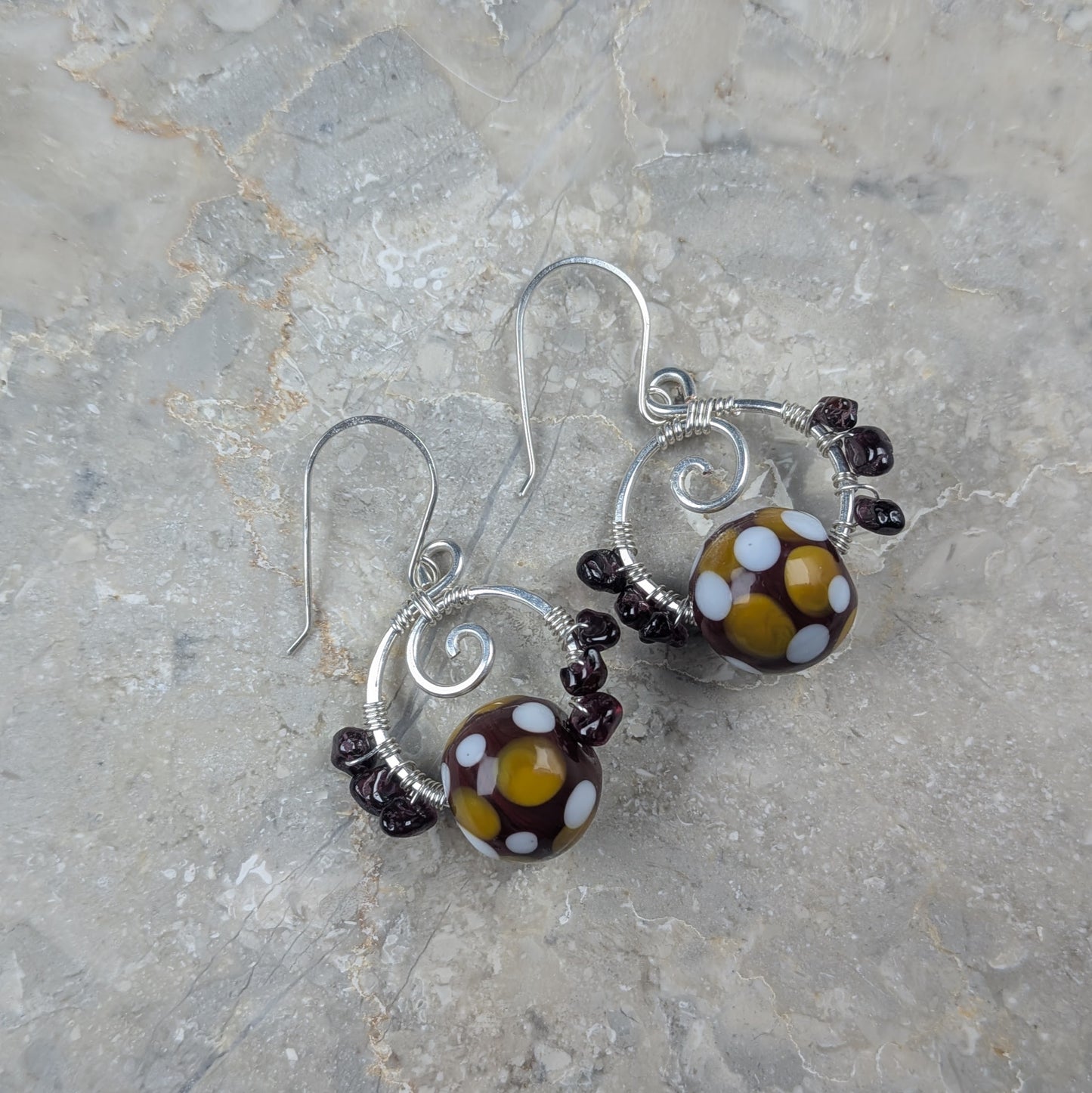 Garnet Mixed Media Earrings
