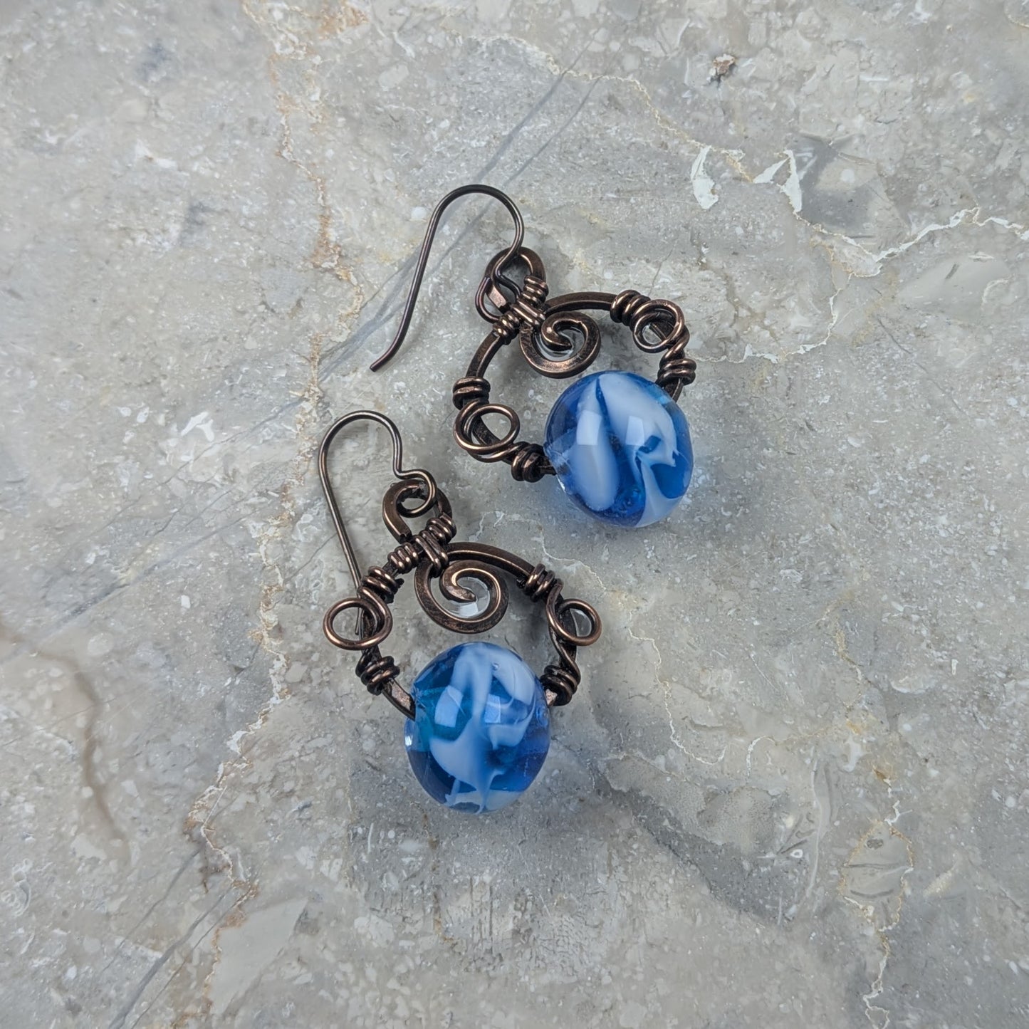 Wavy Blue Dangle Earrings