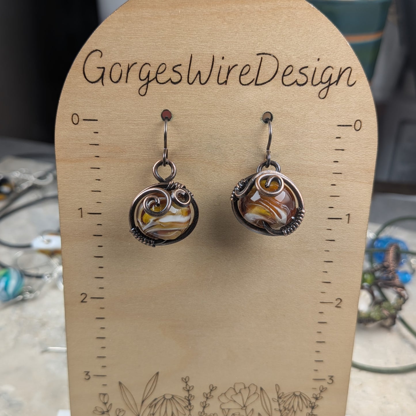 Short Lampwork Bead Earrings