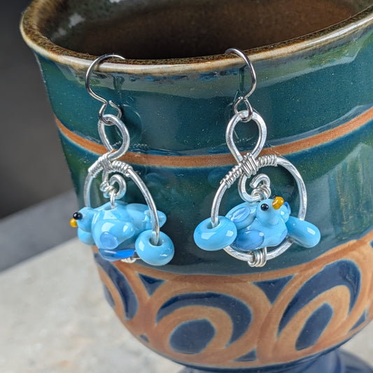 Charming Bluebird Earrings - Whimsically Perched