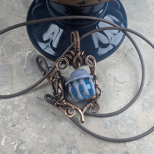 Purple and Blue Lampwork Jellyfish in Copper