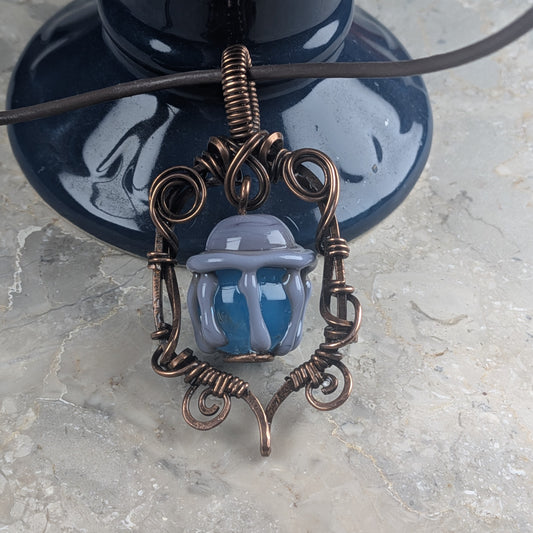 Purple and Blue Lampwork Jellyfish in Copper