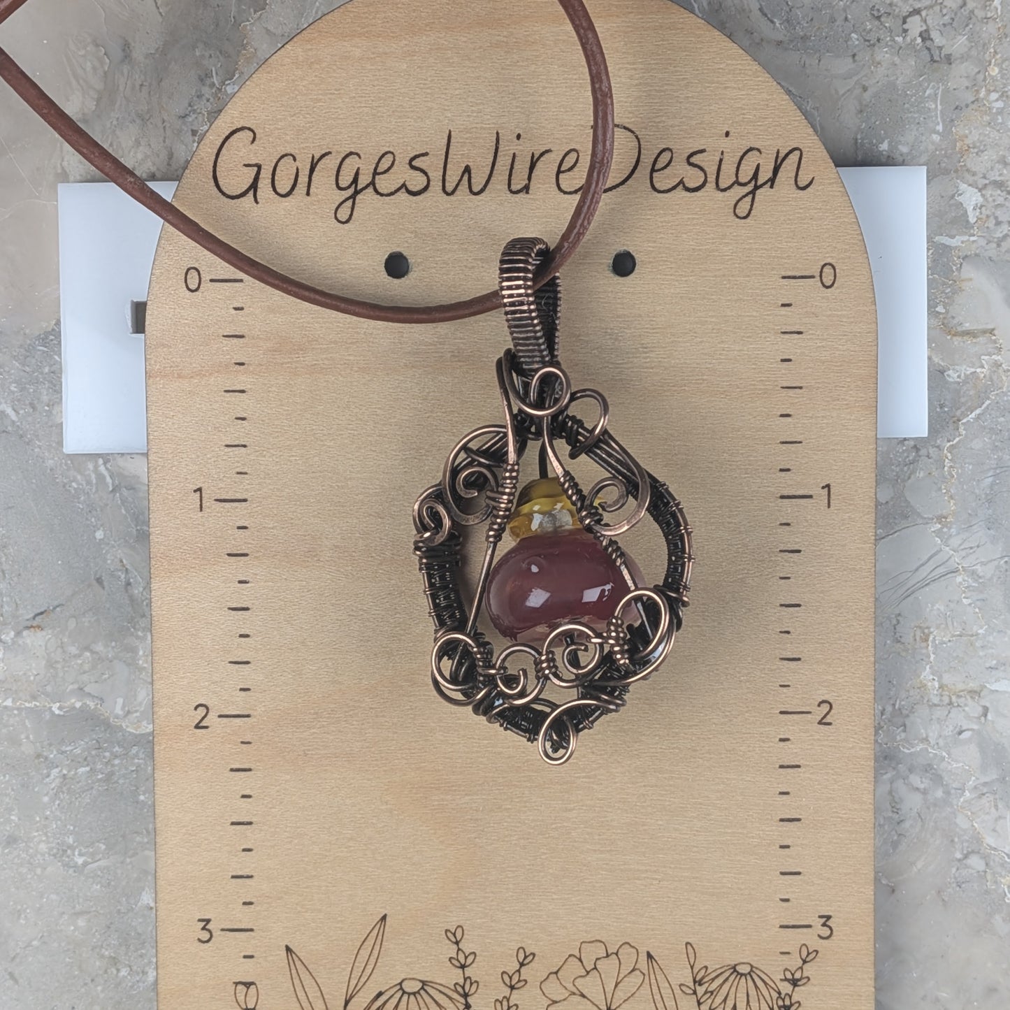 Dark Red Health Potion Necklace | Lampwork Wire Wrap Pendant