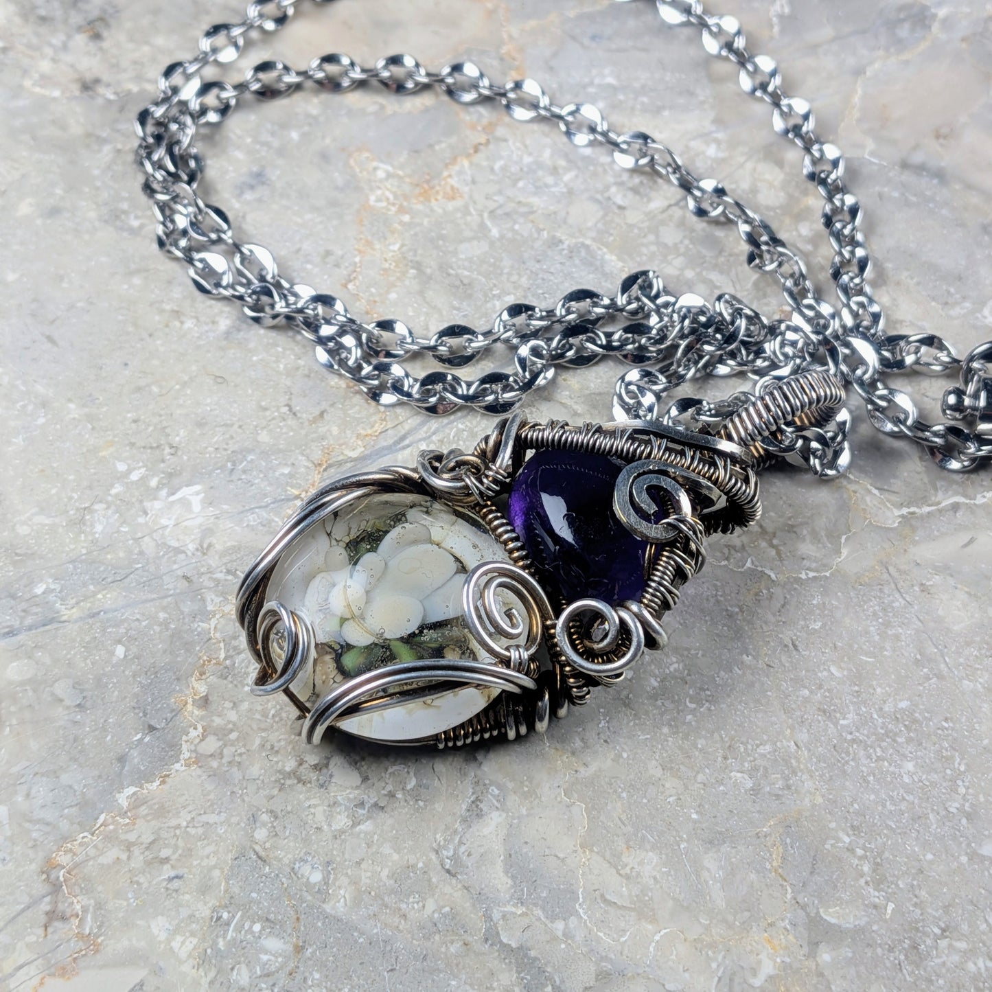 White and Purple Amethyst "Wedding" Necklace