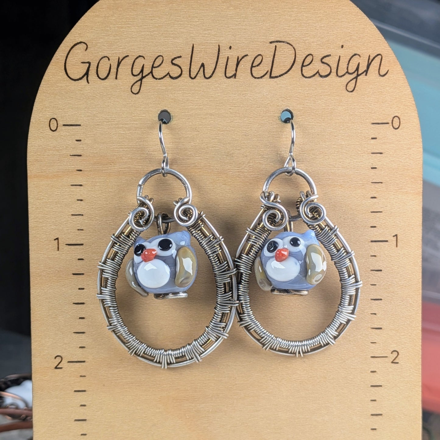 Woven Owl Earrings in Silver