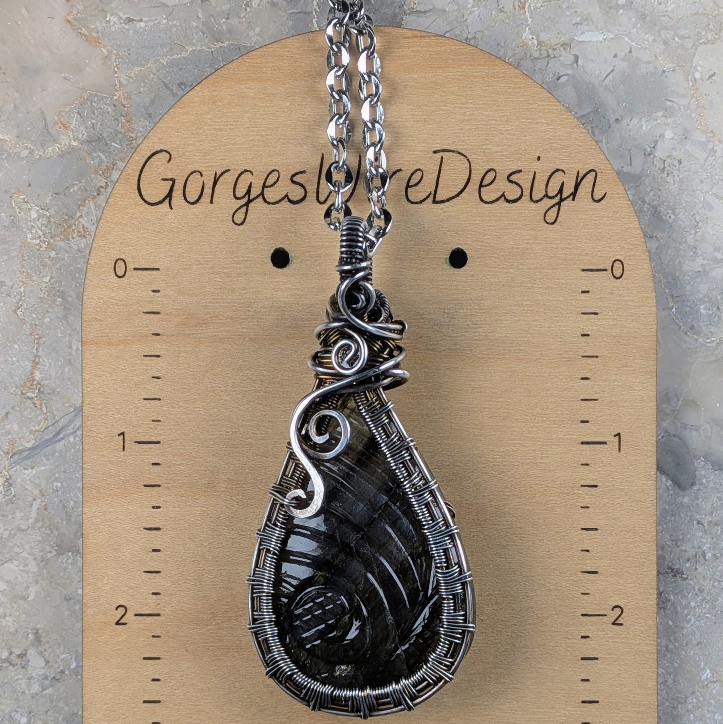 Carved Labradorite Necklace in Silver