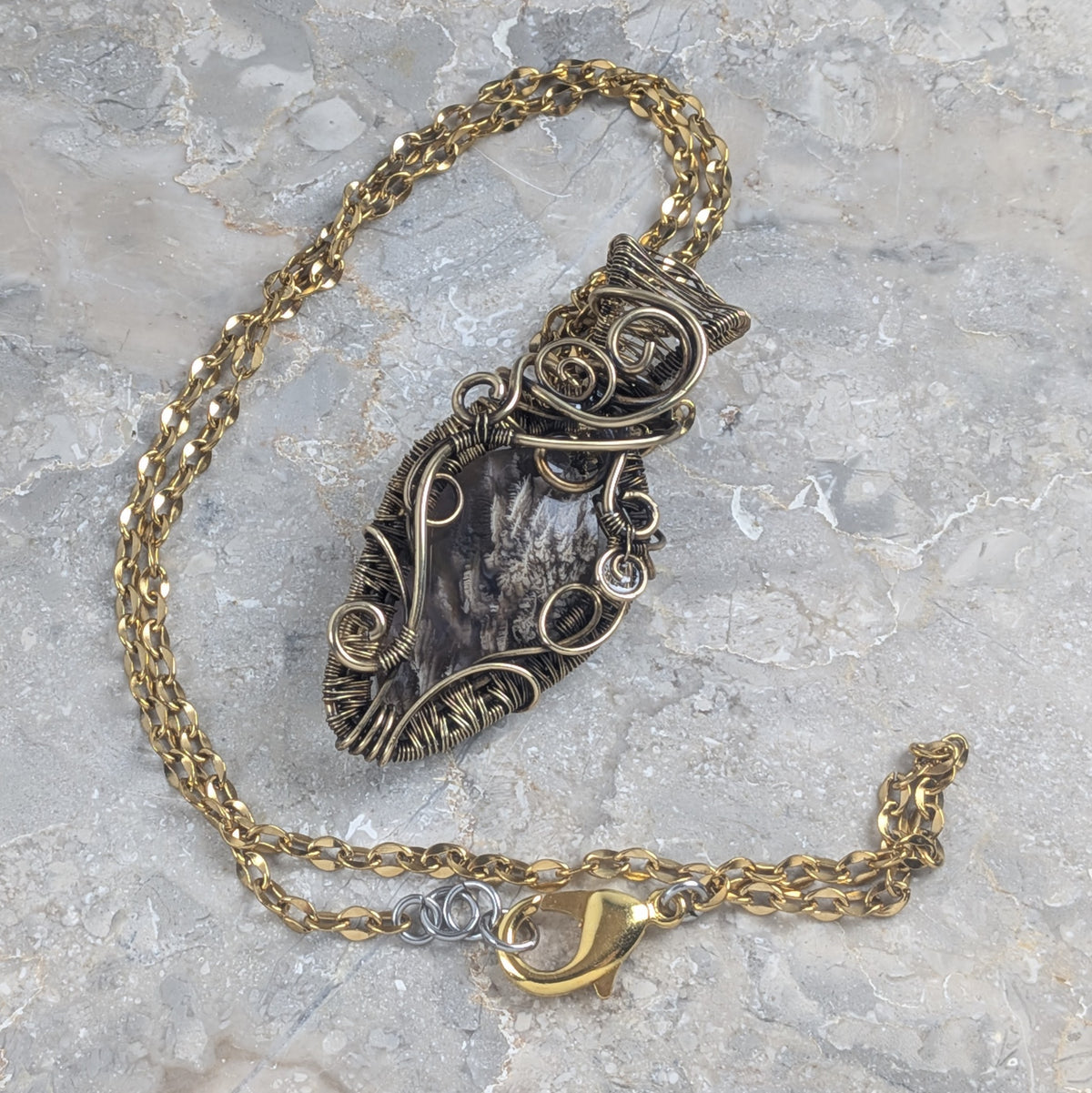 Shifting Sands: Purple Moss Agate in Brass