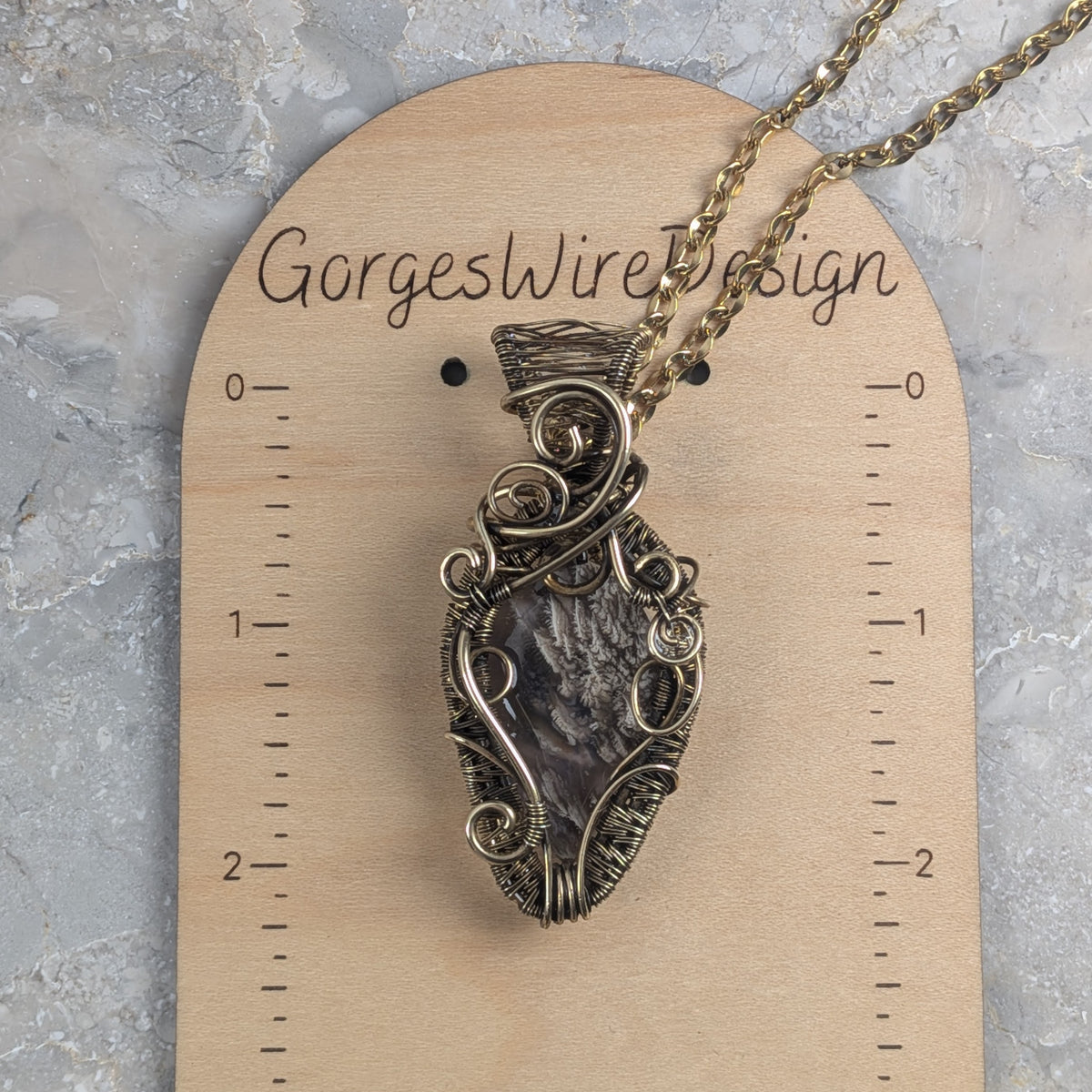 Shifting Sands: Purple Moss Agate in Brass
