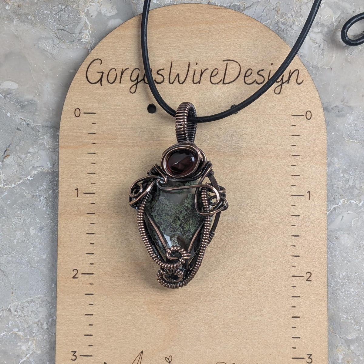 Hidden Forest: Moss Agate & Garnet in Copper