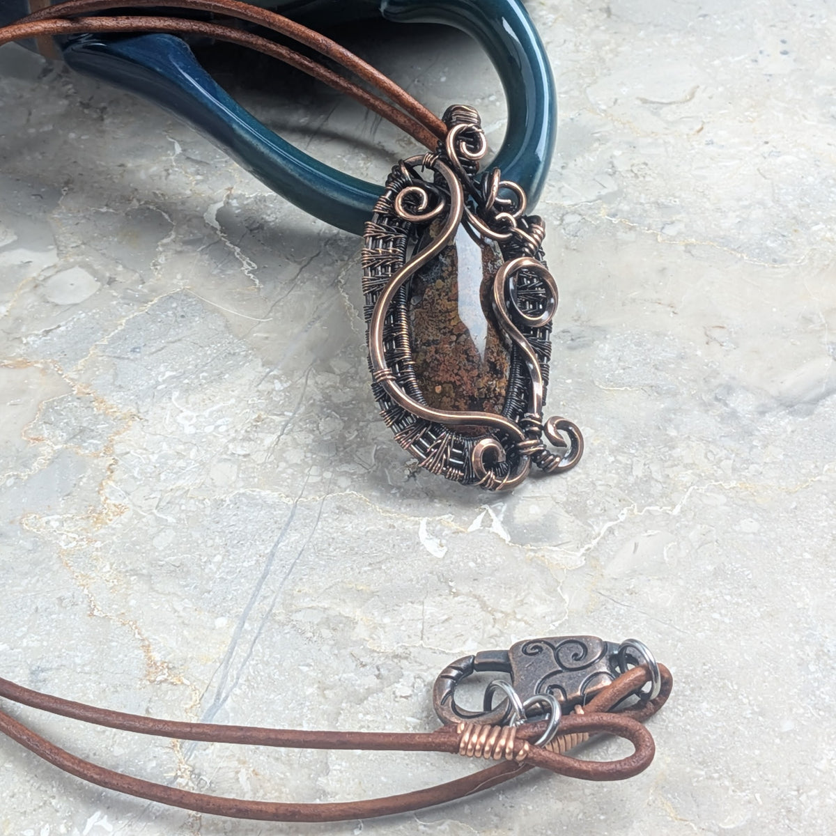 Swirling Red Sands: Scenic Moss Agate in Copper