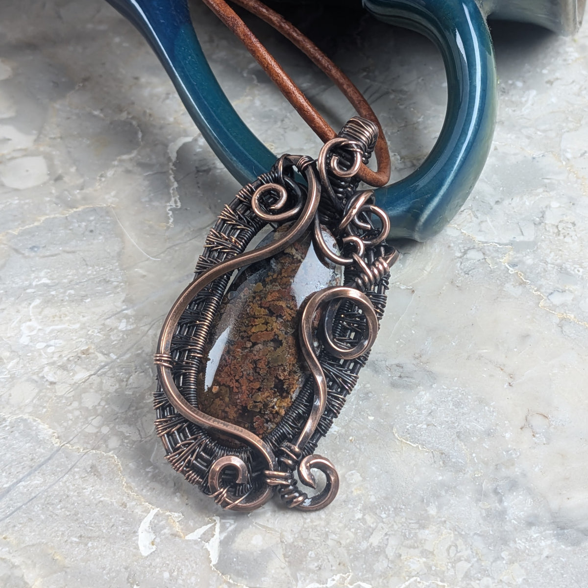 Swirling Red Sands: Scenic Moss Agate in Copper