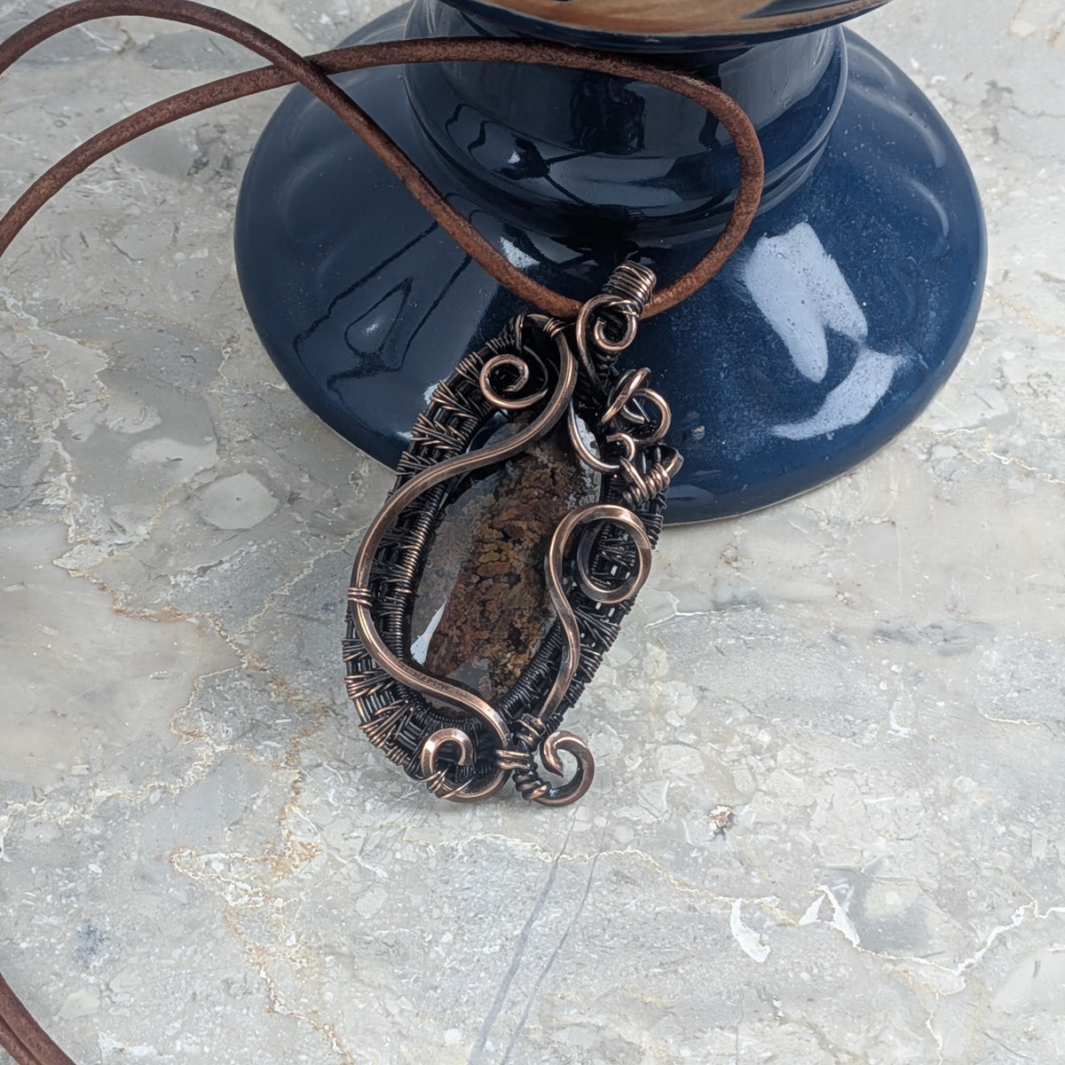 Swirling Red Sands: Scenic Moss Agate in Copper