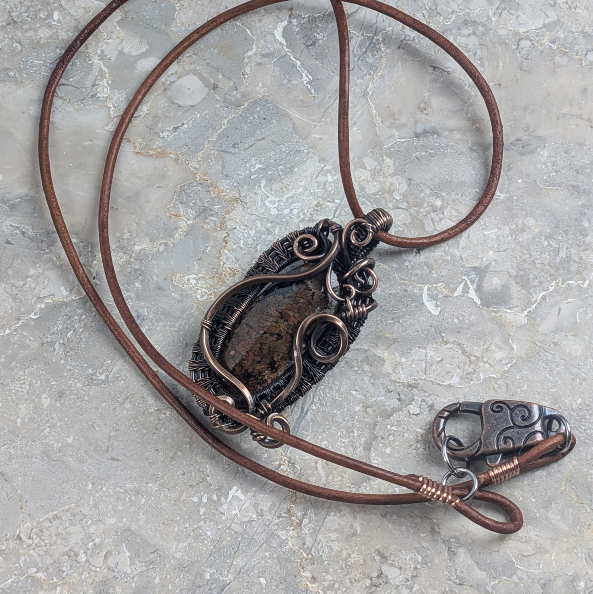 Swirling Red Sands: Scenic Moss Agate in Copper