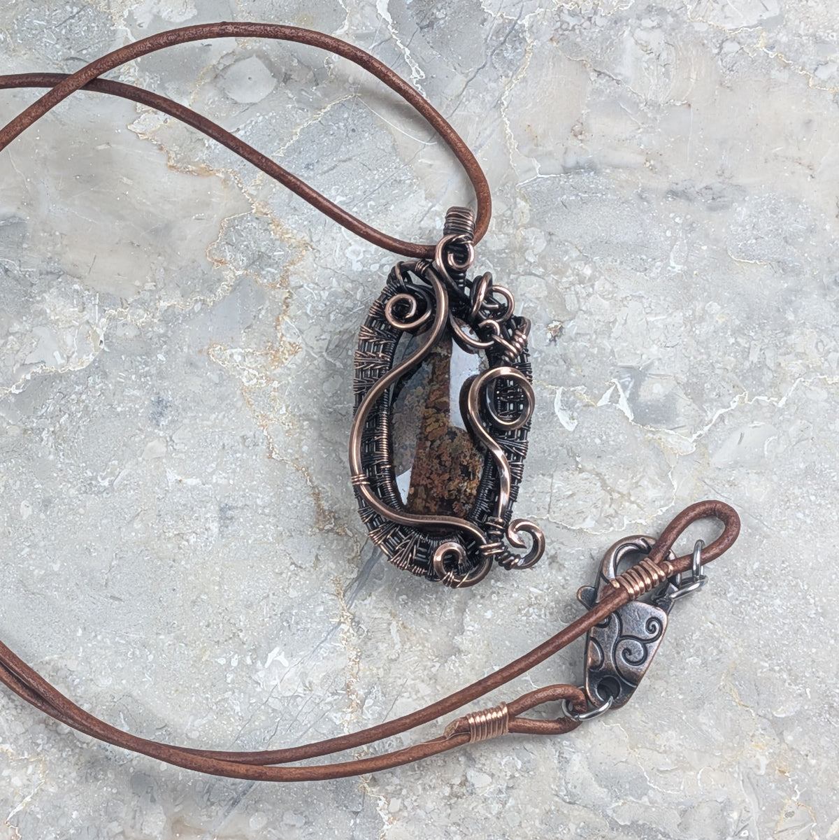 Swirling Red Sands: Scenic Moss Agate in Copper