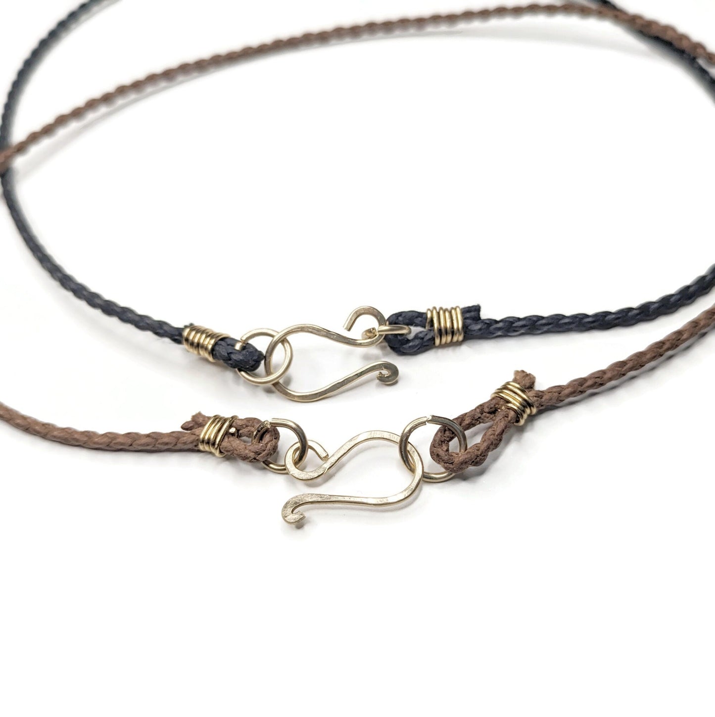 Custom Length Leather or Cotton Cord Necklace, 2mm Thick Genuine Leather, Genuine Woven Cotton, Made to Order Braided Bolo Necklace