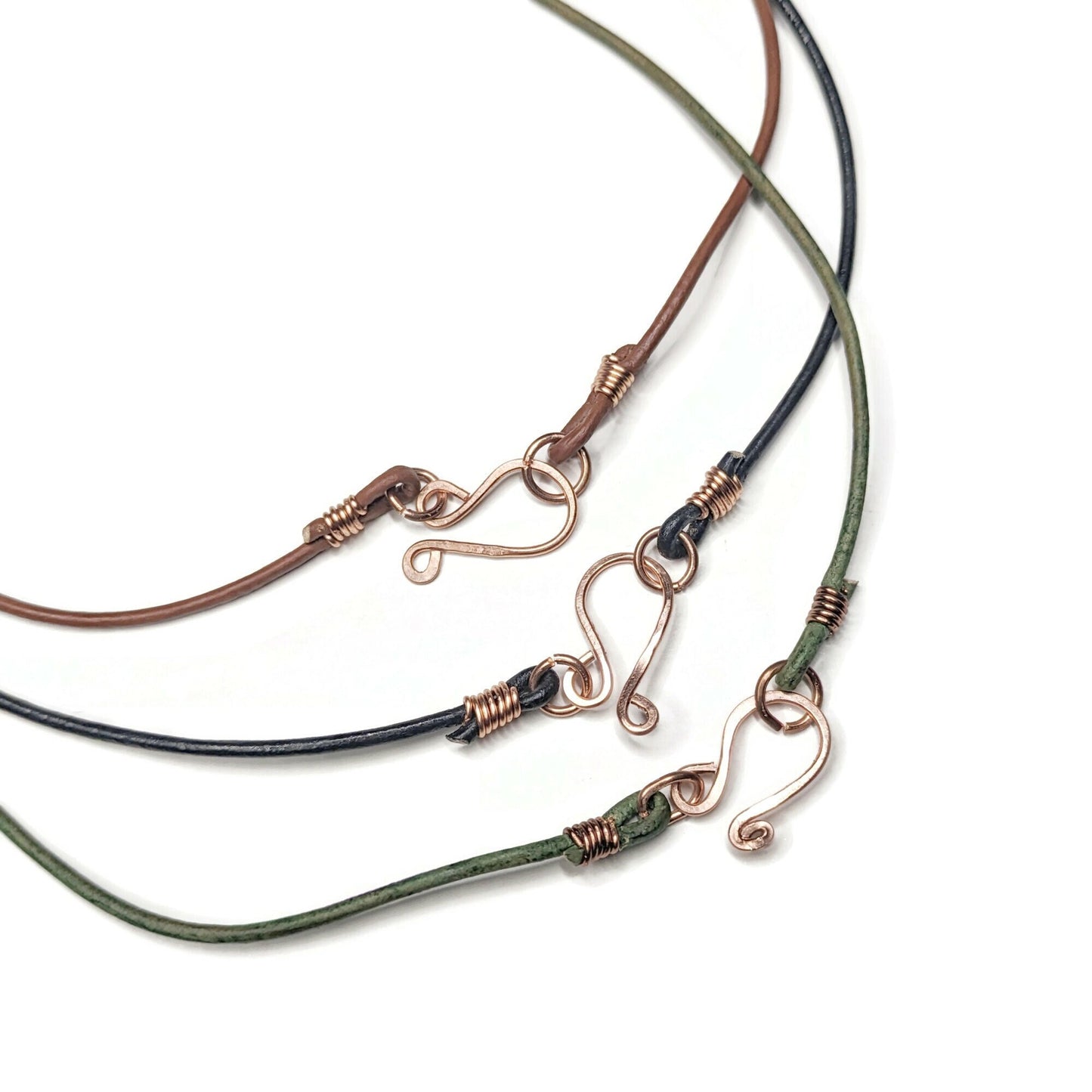 Custom Length Leather or Cotton Cord Necklace, 2mm Thick Genuine Leather, Genuine Woven Cotton, Made to Order Braided Bolo Necklace