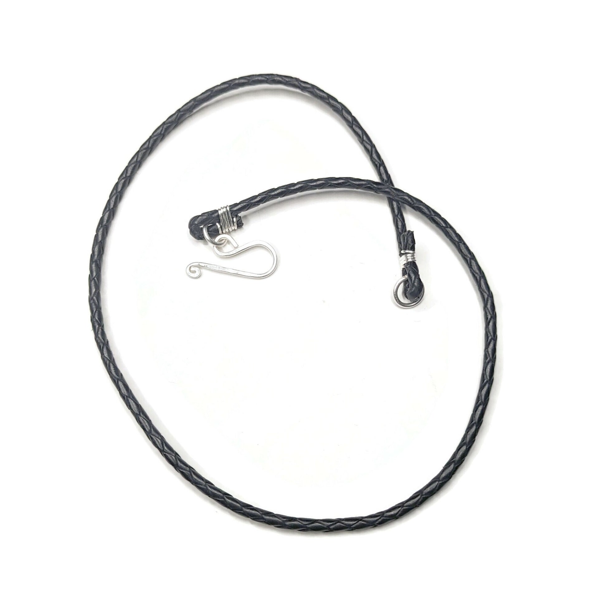 Custom Length Leather or Cotton Cord Necklace, 2mm Thick Genuine Leather, Genuine Woven Cotton, Made to Order Braided Bolo Necklace