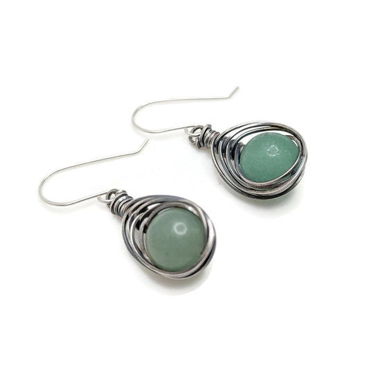 Short Silver Herringbone Dangle Drop Earrings, Fall Themed Jewelry, Witchy Boho Dangle Earrings in Silver, Sterling Silver Ear Hooks