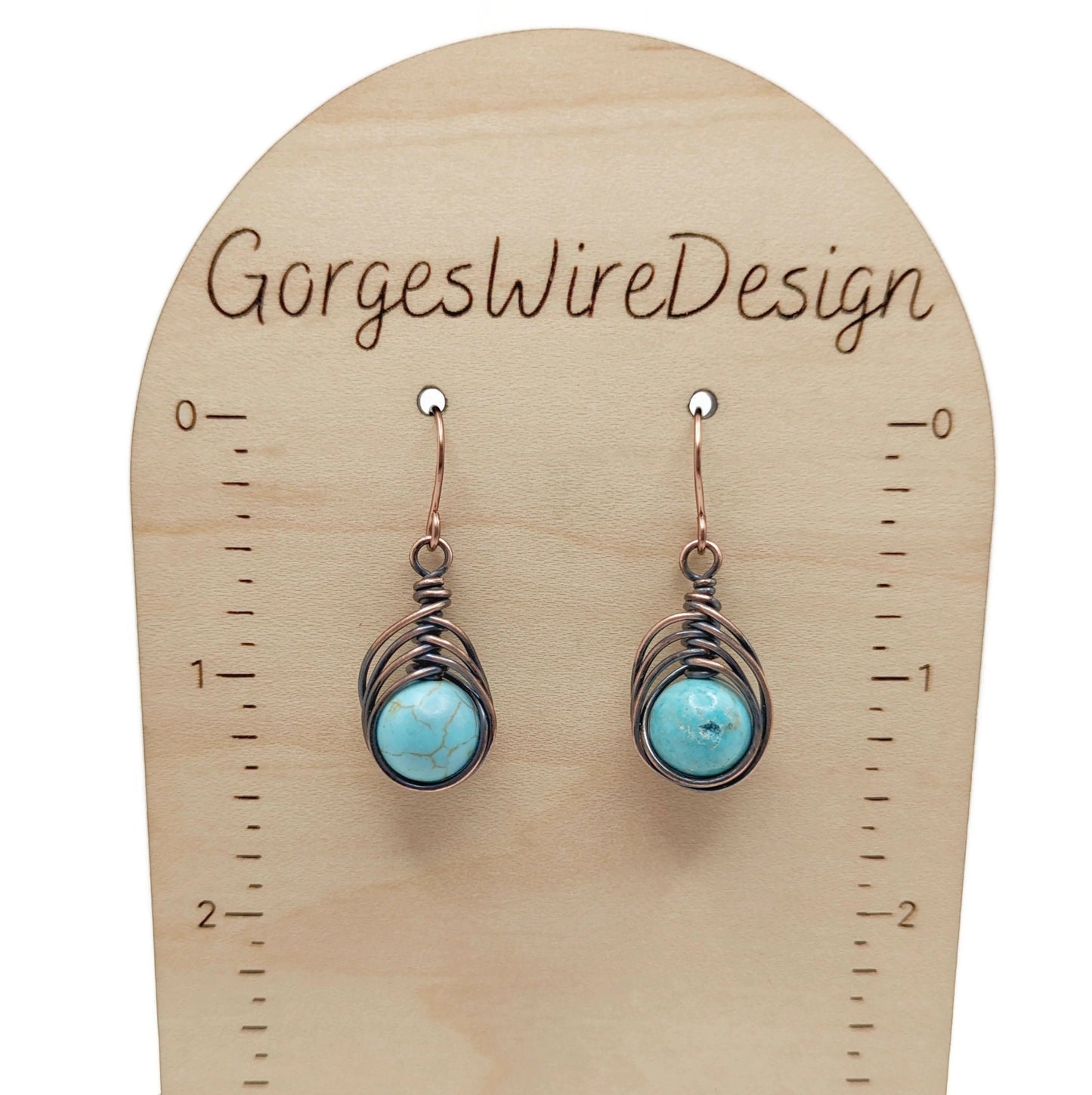 Short Blue Herringbone Dangle Drop Earrings, Turquoise Blue Dyed Howlite, Witchy Boho Dangle Earrings Top Gift, for Daughter, for Wife