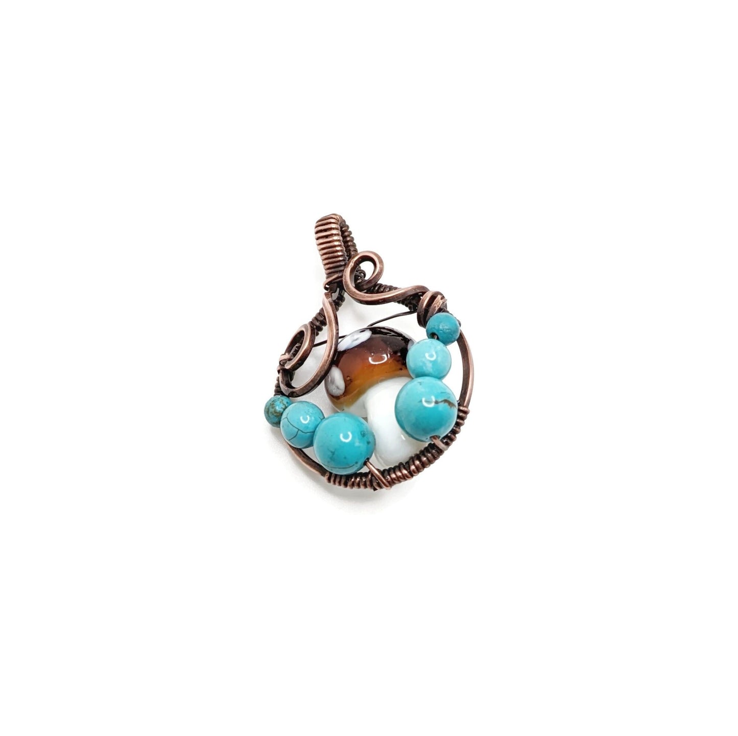 Blue Mushroom Copper Pendant, Mushroom Pendant with Blue Howlite, Minimalist Mushroom Pendant, Mushroom Gift Idea, for Sister, for Coworker