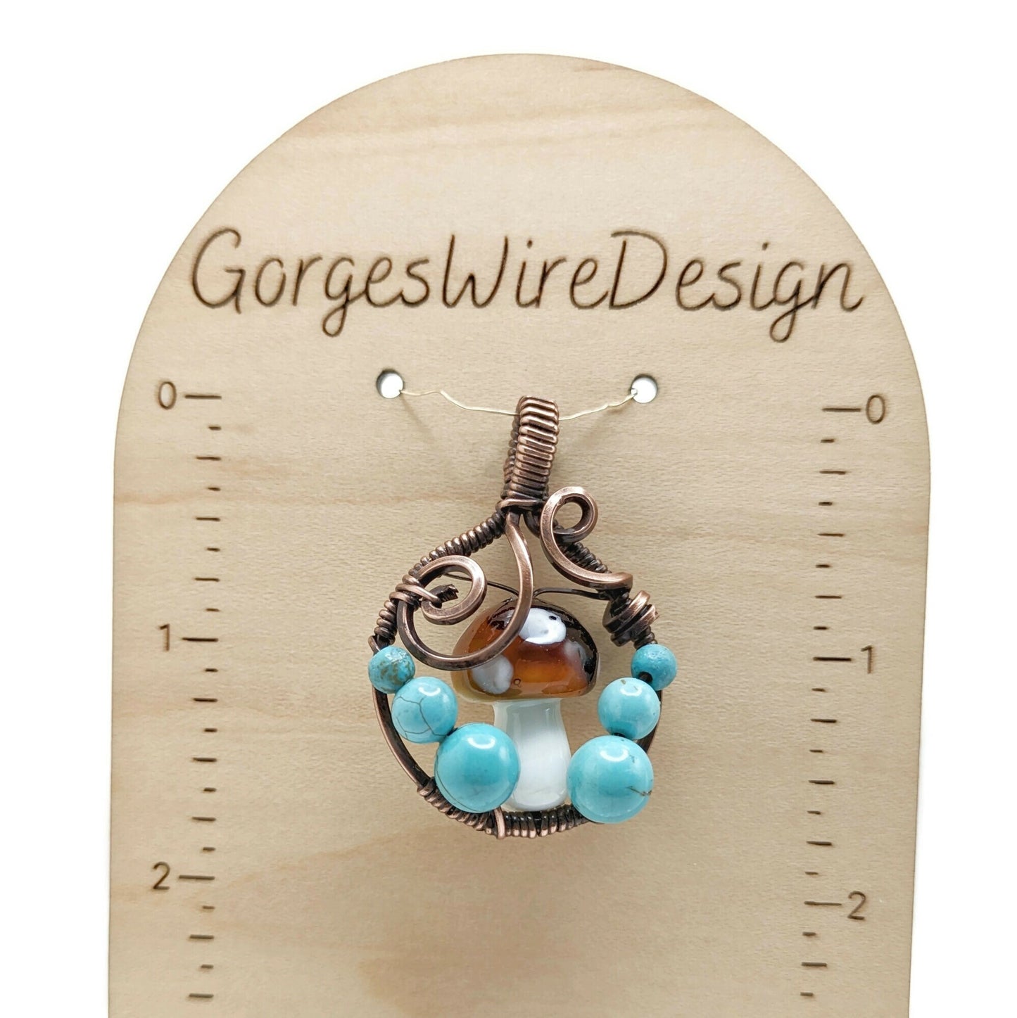 Blue Mushroom Copper Pendant, Mushroom Pendant with Blue Howlite, Minimalist Mushroom Pendant, Mushroom Gift Idea, for Sister, for Coworker