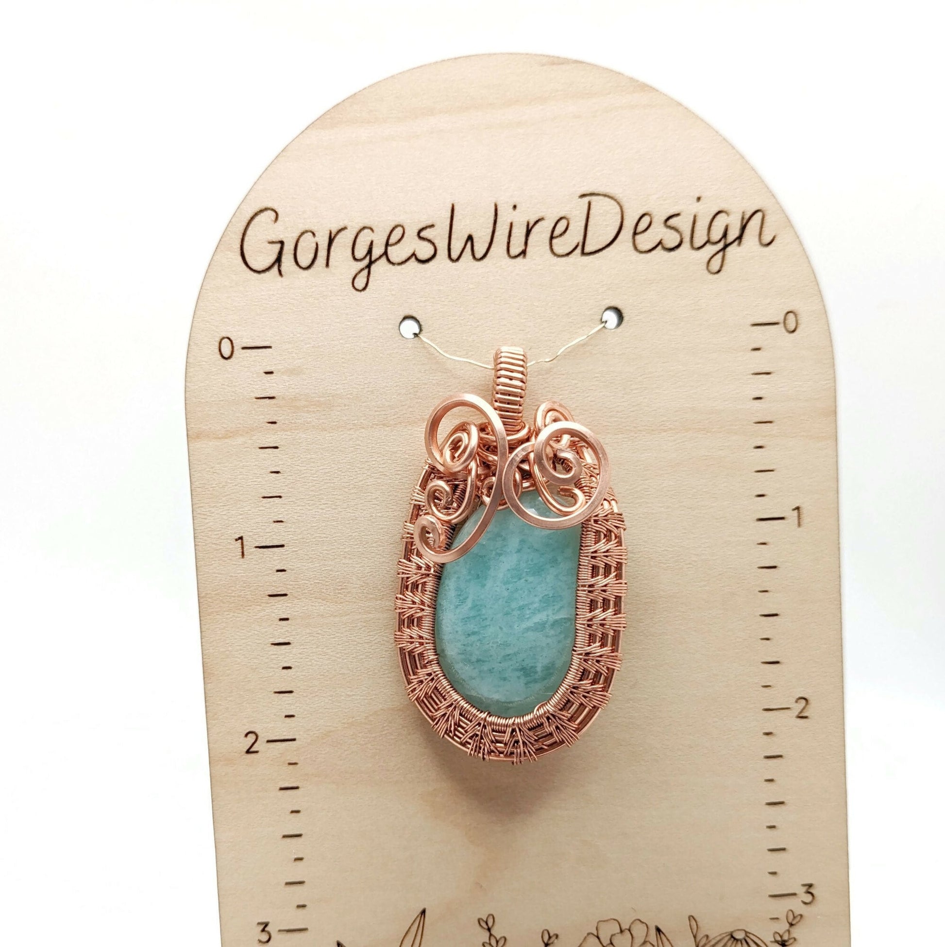 Blue Amazonite Pendant in Copper, Elegant Copper Necklace, Bright Statement Jewelry Gift Idea, for March Birthday, for April Birthday